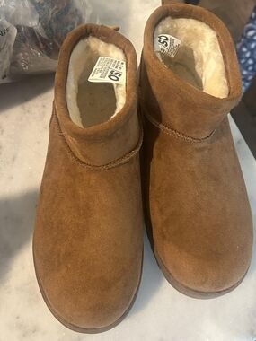 Chestnut Suede Shearling-Lined Ankle Boot